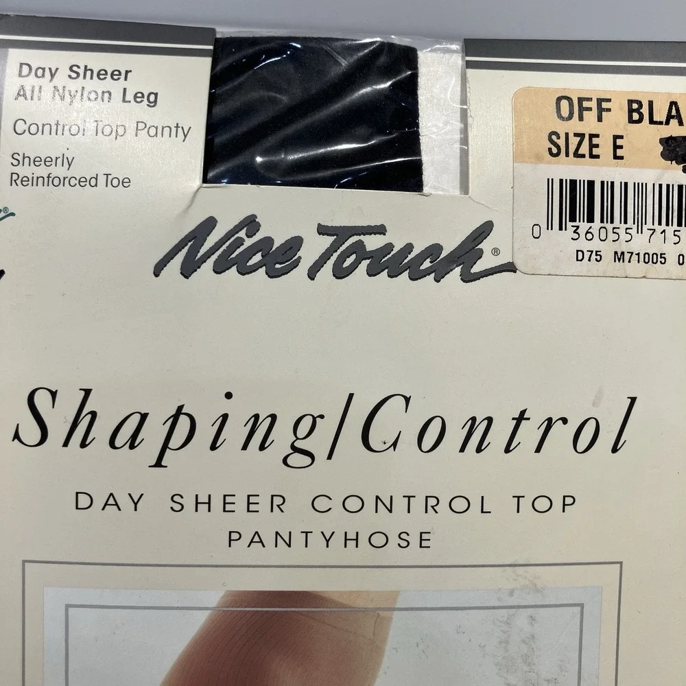 Vintage Sears Nice Touch Day Sheer Hug-alon Pantyhose Off Black Size E Sandal
